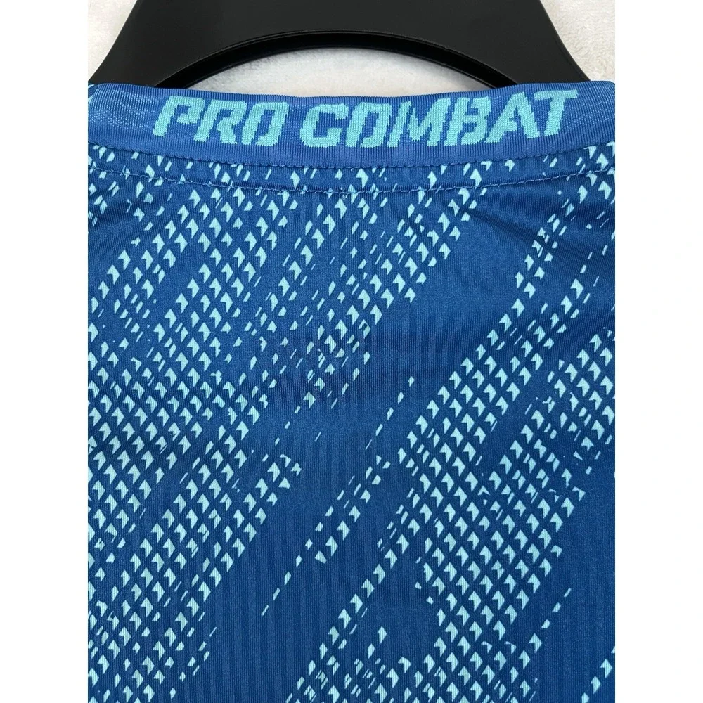 Nike Pro Combat TEE Men Large Blue Regular DRI FIT Compression Lightweight Gym